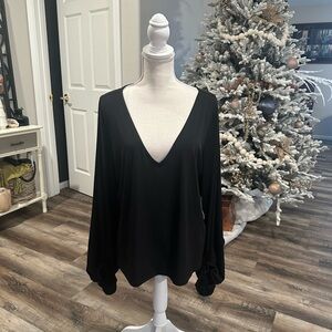 NWT Eloquii Black V-Neck Blouse